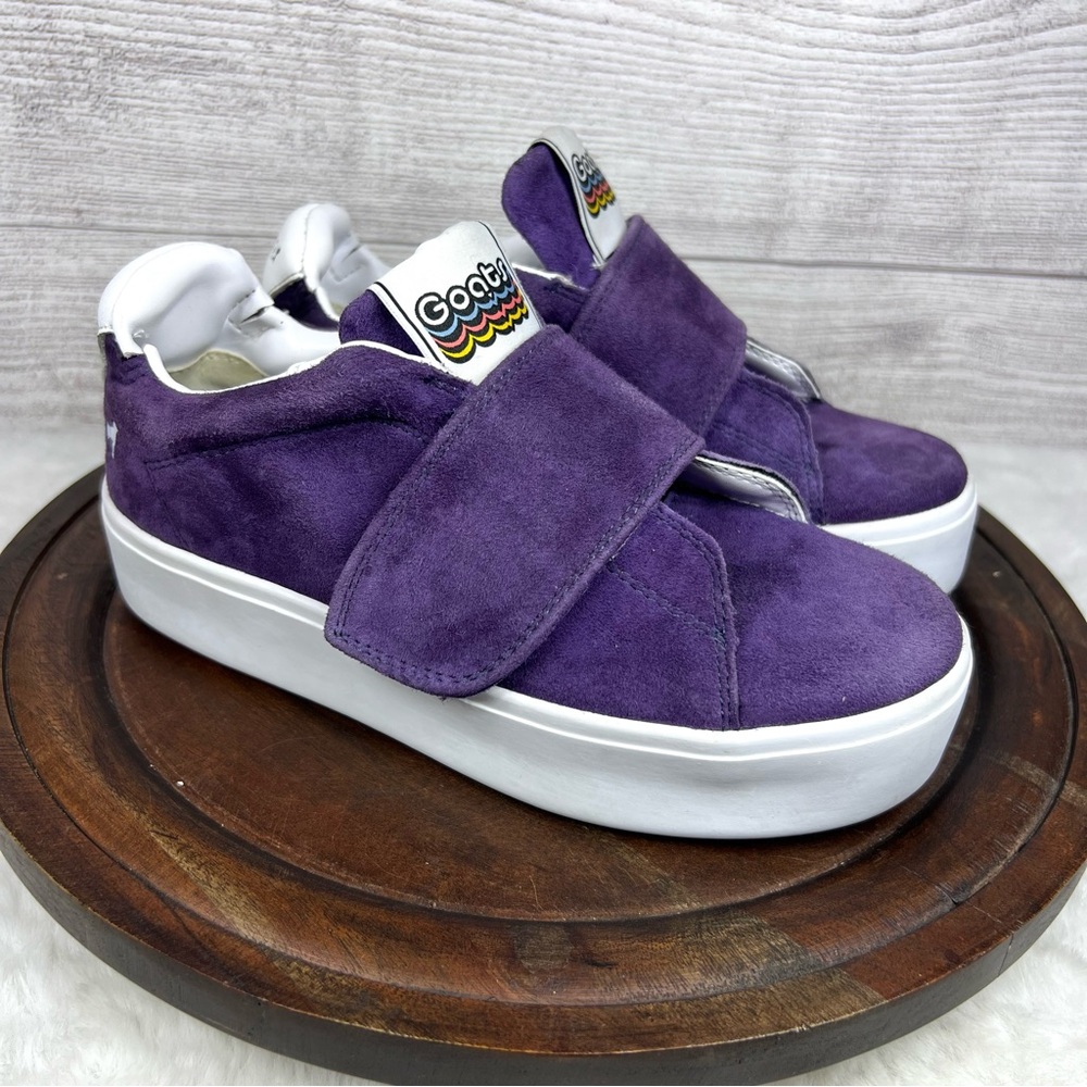 Goats Kids Youth Purple Suede Sneakers Shoes Velcro Strap Sz 2 Y2K Skate Grunge